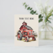 Koele schuur en tractor tekst toevoegen Boeren Briefkaart (Staand voorkant)