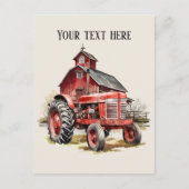 Koele schuur en tractor tekst toevoegen Boeren Briefkaart (Voorkant)