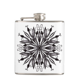 Koele slangen zwart-wit botanische gotiek heupfles