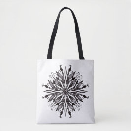 Koele slangen zwart-wit botanische gotiek tote bag
