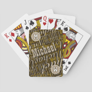Koele speelkaarten met naam - Monogram bruin