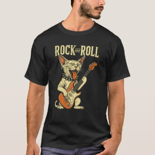 Koele Sphynx Kat Speelt Gitaar Grappige Rockmuziek T-shirt