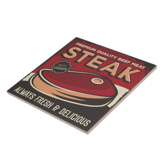 Koele steak retro tegeltje (Zijkant)