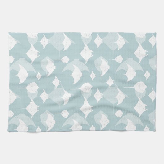 Koele Stingrays Blauwe Witte Oceaan Print Theedoek (Horizontaal)