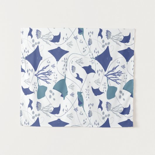 Koele Stingrays Tropisch Blauw Reef Wandkleed (Voorkant (horizontaal))