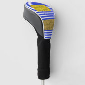 Koele Strepen Blauw Goud Geometrisch Golfheadcover (Schuin)