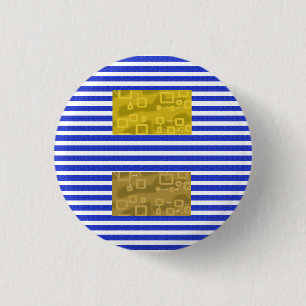 Koele Strepen Blauw Goud Geometrisch Ronde Button 3,2 Cm