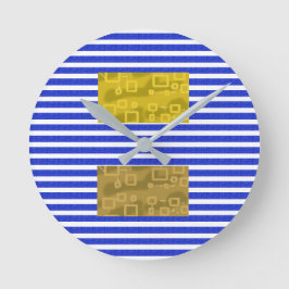 Koele Strepen Blauw Goud Geometrisch Ronde Klok