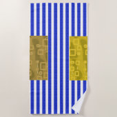 Koele Strepen Blauw Goud Geometrisch Strandlaken (Voorkant)