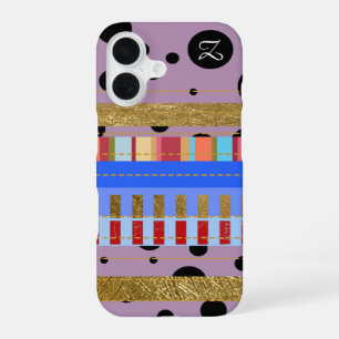 Koele strepen en stippen & initiaal iPhone 16 hoesje