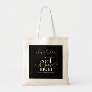 Koele Super Moeder Gepersonaliseerd Zwart En Goud Tote Bag