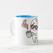 Koele Tand Cartoon met Zonnebril & Koffie Mok (Voorkant links)