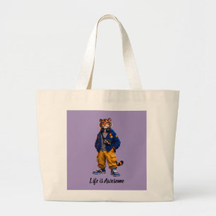 Koele Tijger in Streetwear Kunst - Stedelijke Stij Grote Tote Bag