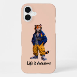 Koele Tijger in Streetwear Kunst - Stedelijke Stij iPhone 16 Plus Hoesje