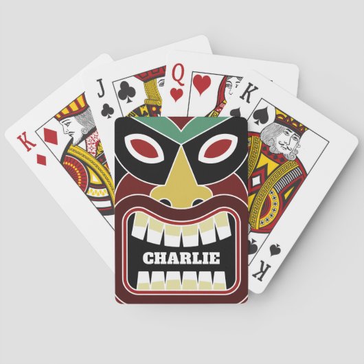 Koele Tiki-totem aangepaste naam speelkaarten (Achterkant)