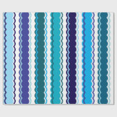 Koele tinten blauw geschulpte streep patroon cadeaupapier (Vlak)