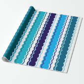 Koele tinten blauw geschulpte streep patroon cadeaupapier (Uitgerold)