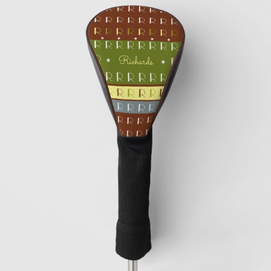 koele tinten gestreepte monogram golfheadcover (Voorkant)