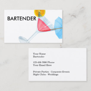 Koele trendy Bartender visitekaartjes