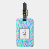 Koele trendy holografische textuur, monogram bagagelabel (Voorkant verticaal)