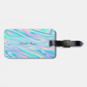 Koele trendy holografische textuur, monogram bagagelabel (Achterkant horizontaal)