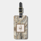 Koele trendy marmer textuur, met monogram-personal bagagelabel (Voorkant verticaal)