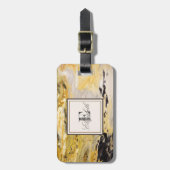 Koele trendy marmer textuur, met monogram-personal bagagelabel (Voorkant verticaal)