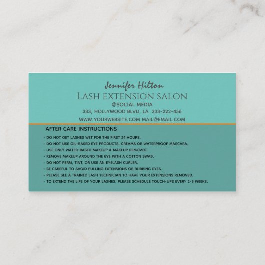 Koele trendy retro kleurrijke wimpers na verzorgin visitekaartje (Achterkant)