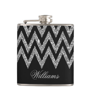 Koele trendy zilveren faux van de chevronzigzag heupfles