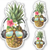 Koele Tropische Ananas Vinyl Stickers (Voorkant)