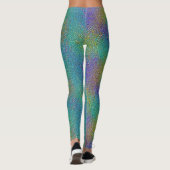 Koele Turquoise Chameleon Skin Kleurrijke Aura Eff Leggings (Achterkant)