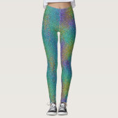 Koele Turquoise Chameleon Skin Kleurrijke Aura Eff Leggings (Voorkant)