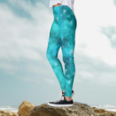 Koele Turquoise Winter Sneeuwpatroon Waterverf Leggings