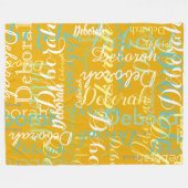 Koele typografie Kleurnamen mosterdgeel Fleece Deken (Voorkant (Horizontaal))
