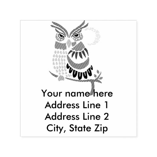 Koele Uil Abstracte Zelfinkt Adres Stempel (Design)