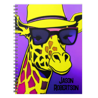 Koele vent giraffe met zonnebril. Bewerkbaar Notitieboek