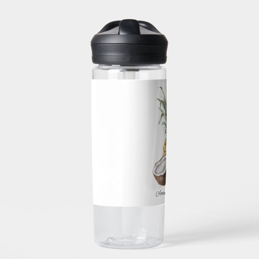 Koele Verfrissende Tropische Ananas met Naam Waterfles (Voorkant)