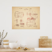 Koele vintage akoestische gitaar octrooi kunst poster (Keuken)