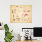 Koele vintage akoestische gitaar octrooi kunst poster (Thuiskantoor)