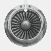 Koele vliegtuigmotorfoto, kerstluchtvaart glas ornament (Voorkant)