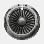 Koele vliegtuigmotorfoto, kerstluchtvaart glas ornament (Achterkant)