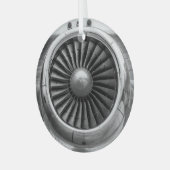 Koele vliegtuigmotorfoto, kerstluchtvaart glas ornament (Voorkant links)