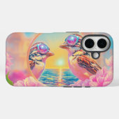 Koele vogels met zonnebril bij zonsondergang Case-Mate iPhone case (Achterkant (horizontaal))