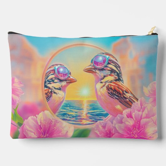 Koele vogels met zonnebril bij zonsondergang etui (Achterkant)