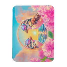 Koele vogels met zonnebril bij zonsondergang magneet