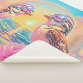 Koele vogels met zonnebril bij zonsondergang sherpa deken (3/4)