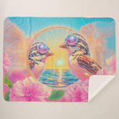 Koele vogels met zonnebril bij zonsondergang sherpa deken (Voorkant (horizontaal))