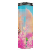 Koele vogels met zonnebril bij zonsondergang thermosbeker (Achterkant)