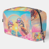 Koele vogels met zonnebril bij zonsondergang toilettasje (Rechterhoek)