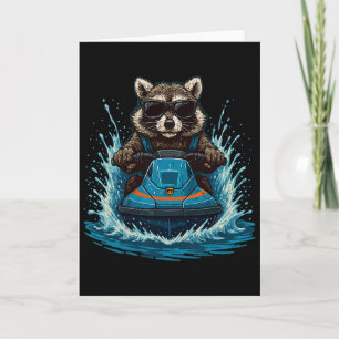 Koele Wasbeer Met Zonnebril Jetski Rijder Zomer Sf Kaart